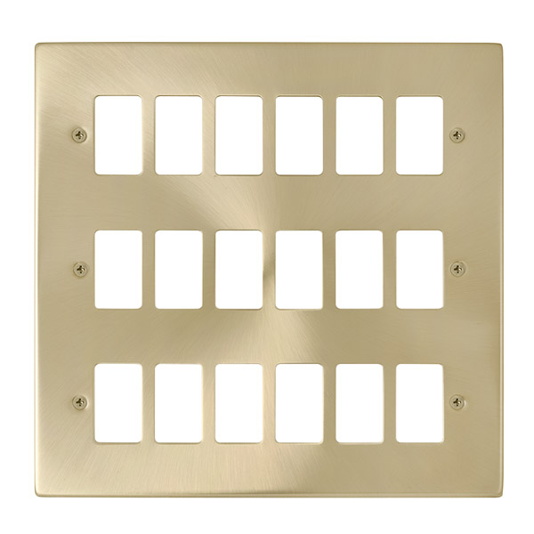Click Deco Satin Brass 18 Gang Grid Pro Front Plate VPSB20518