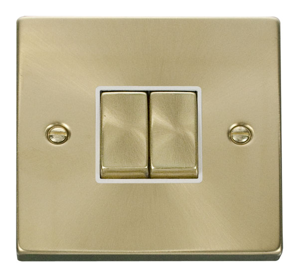 Click Deco Satin Brass 2 Gang 2 Way Switch VPSB412WH