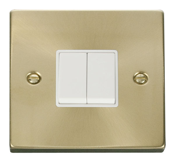 Click Deco Satin Brass 2 Gang 2 Way Switch VPSB012WH