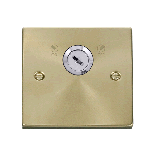 Click Deco Satin Brass 20A DP Key Lockable Switch VPSB660
