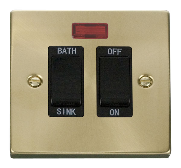 Click Deco Satin Brass 20A DP Sink/Bath Switch VPSB024BK
