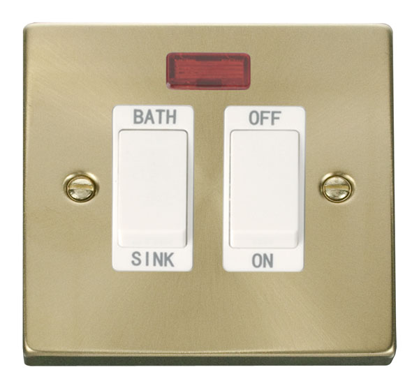 Click Deco Satin Brass 20A DP Sink/Bath Switch VPSB024WH