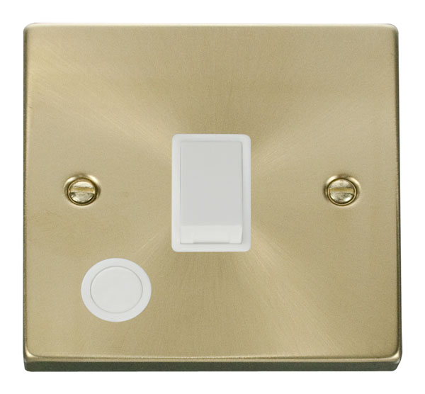 Click Deco Satin Brass 20A DP Switch with Flex Outlet VPSB022WH