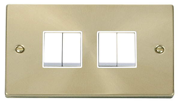 Click Deco Satin Brass 4 Gang 2 Way Switch VPSB019WH