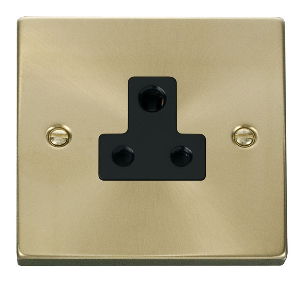 Click Deco Satin Brass 5A Single Round Pin Socket VPSB038BK