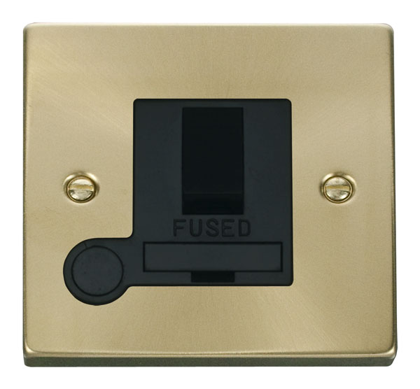 Click Deco Satin Brass Switched Fused Spur + F/O VPSB051BK