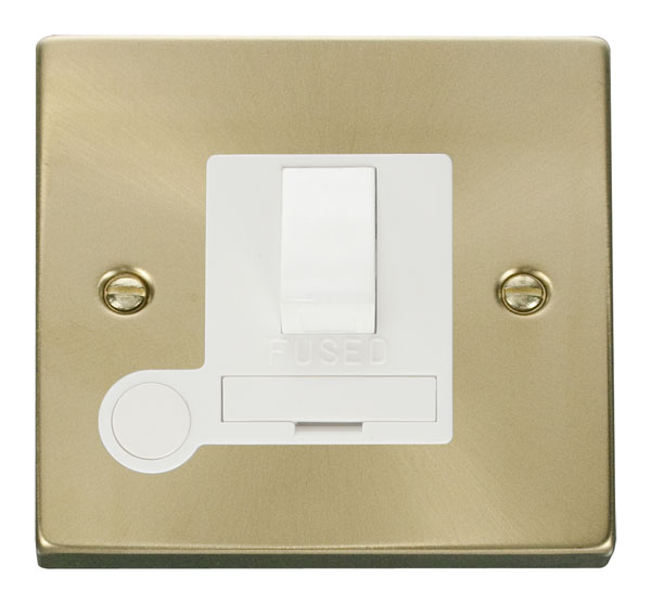 Click Deco Satin Brass Switched Fused Spur + F/O VPSB051WH