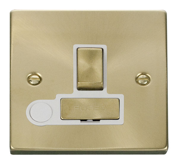 Click Deco Satin Brass Switched Fused Spur with Flex Outlet VPSB551WH