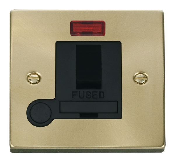 Click Deco Satin Brass Switched Fused Spur Neon + F/O VPSB052BK