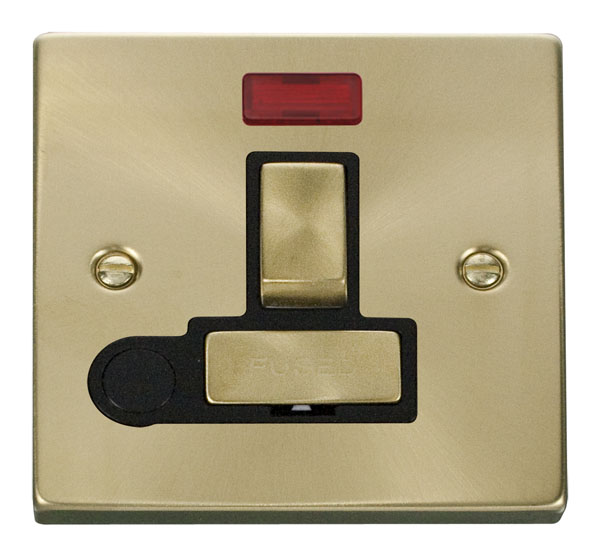 Click Deco Satin Brass Switched Fused Spur Neon + F/O VPSB552BK