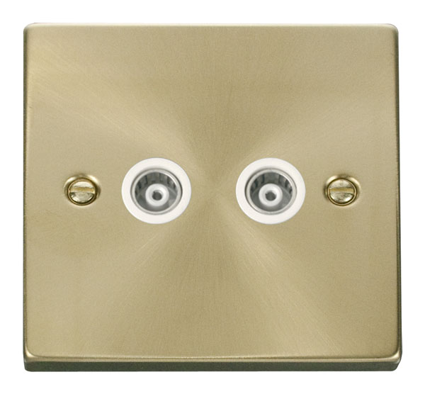 Click Deco Satin Brass Twin Isolated Coaxial Socket VPSB159WH