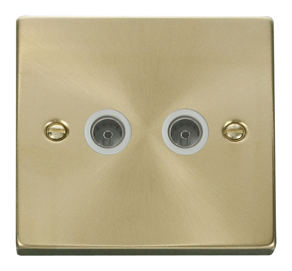 Click Deco Satin Brass Twin Non-Isolated Coax Socket VPSB066WH