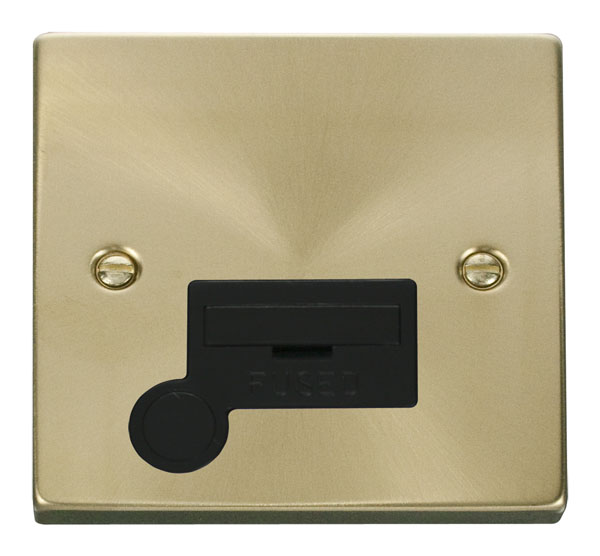 Click Deco Satin Brass Unswitched Fused Spur + F/O VPSB050BK