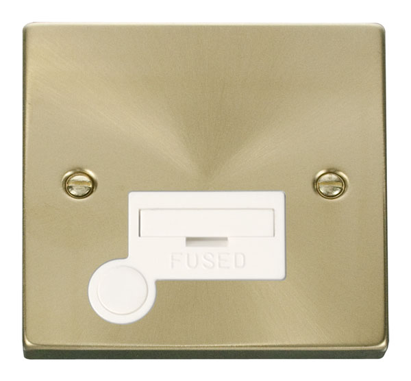 Click Deco Satin Brass Unswitched Fused Spur + F/O VPSB050WH