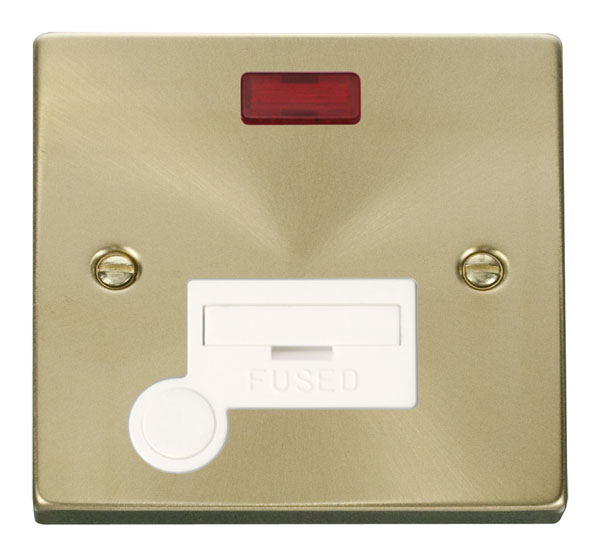 Click Deco Satin Brass Unswitched Fused Spur Neon F/O VPSB053WH