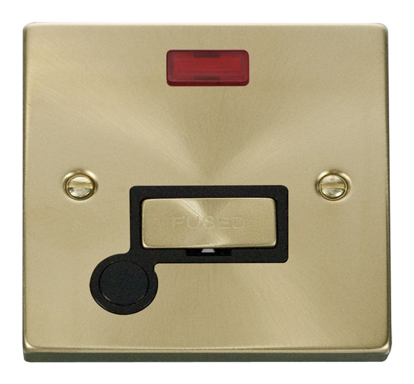 Click Deco Satin Brass Unswitched Fused Spur Neon F/O VPSB553BK