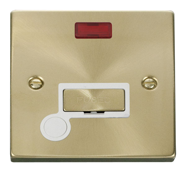 Click Deco Satin Brass Unswitched Fused Spur Neon F/O VPSB553WH