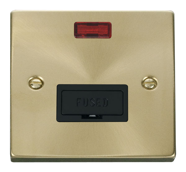 Click Deco Satin Brass Unswitched Fused Spur with Neon VPSB653BK