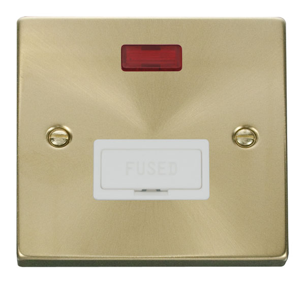 Click Deco Satin Brass Unswitched Fused Spur with Neon VPSB653WH