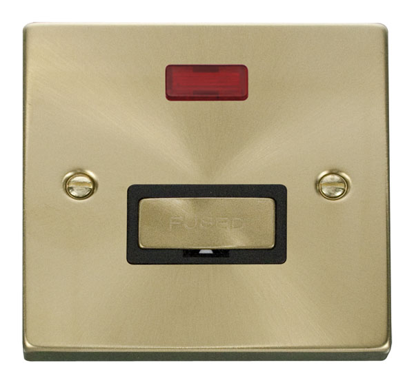 Click Deco Satin Brass Unswitched Fused Spur with Neon VPSB753BK