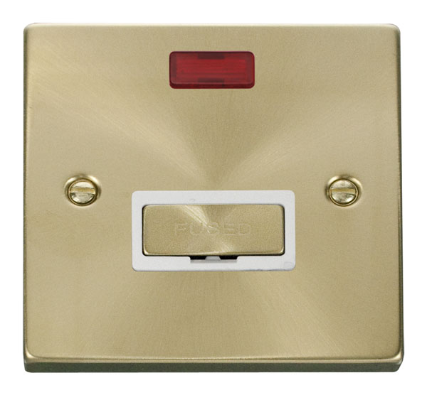 Click Deco Satin Brass Unswitched Fused Spur with Neon VPSB753WH