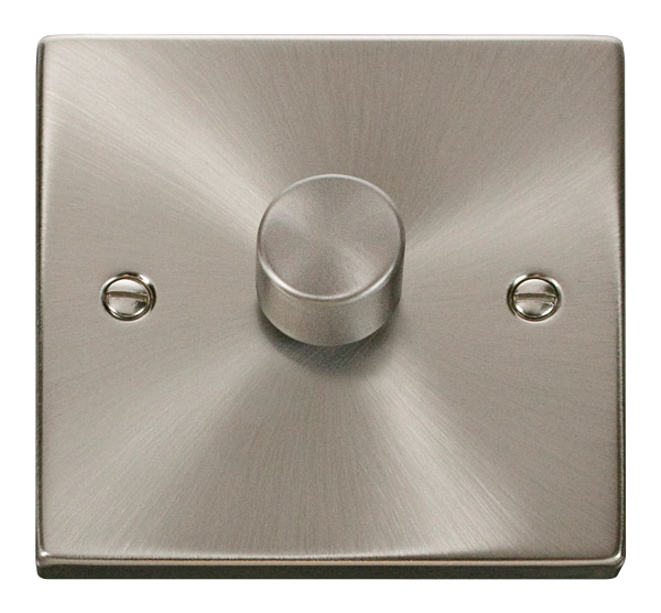 Click Deco Satin Chrome 1 Gang 2 Way 400W Dimmer Switch VPSC140