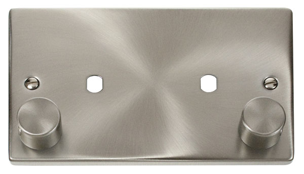 Click Deco Satin Chrome Twin Dimmer Plate 1630W Max VPSC186