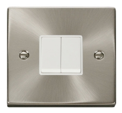 Click Deco Satin Chrome  2 Gang 2 Way Switch VPSC012WH