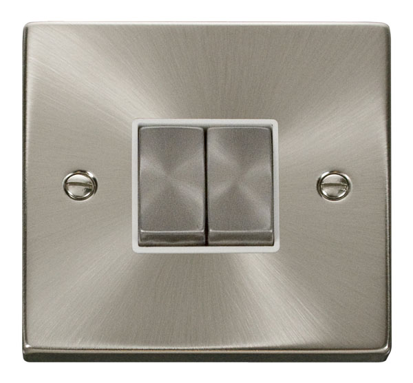 Click Deco Satin Chrome  2 Gang 2 Way Switch VPSC412WH
