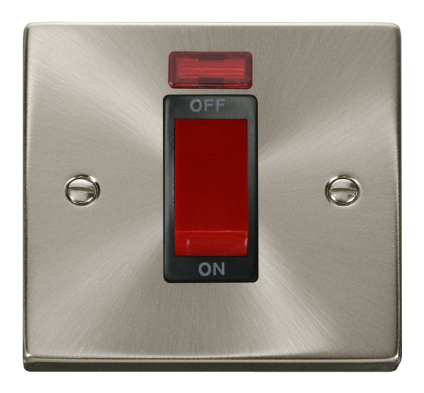 Click Deco Satin Chrome 1 Gang 45A DP Switch with Neon VPSC201BK