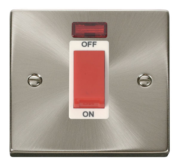 Click Deco Satin Chrome 1 Gang 45A DP Switch with Neon VPSC201WH