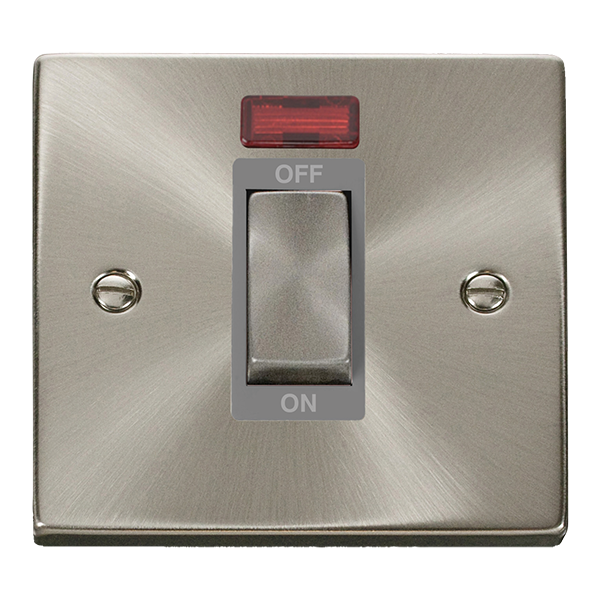 Click Deco Satin Chrome 1 Gang 45A Double Pole Switch with Neon VPSC501GY
