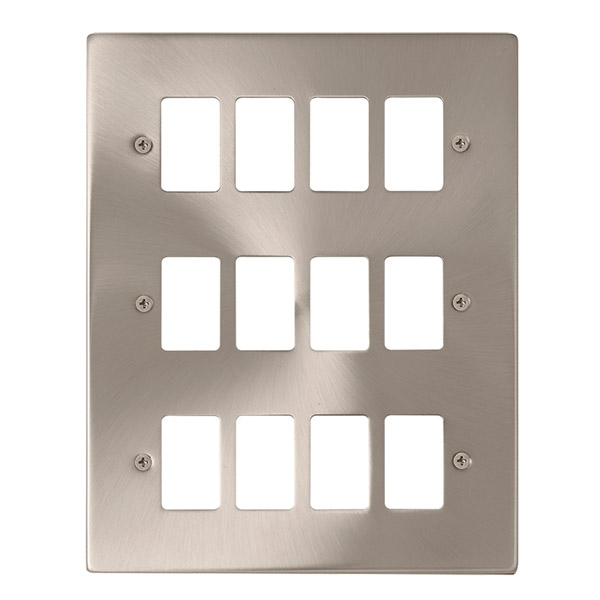 Click Deco Satin Chrome 12 Gang Grid Pro Front Plate VPSC20512