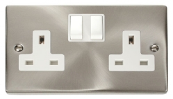 Click Deco Satin Chrome 13A Double Switched Socket VPSC036WH