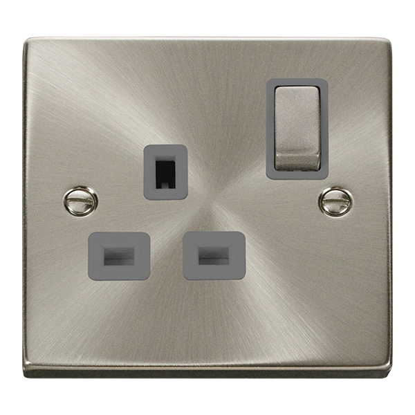 Click Deco Satin Chrome 13A Single Switched Socket VPSC535GY