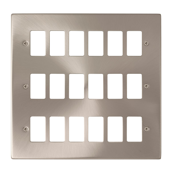 Click Deco Satin Chrome 18 Gang Grid Pro Front Plate VPSC20518