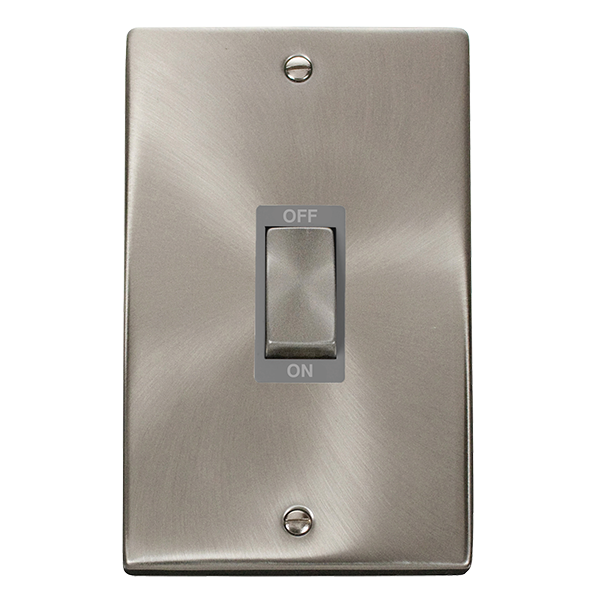 Click Deco Satin Chrome 2 Gang 45A Vertical Double Pole Switch VPSC502GY