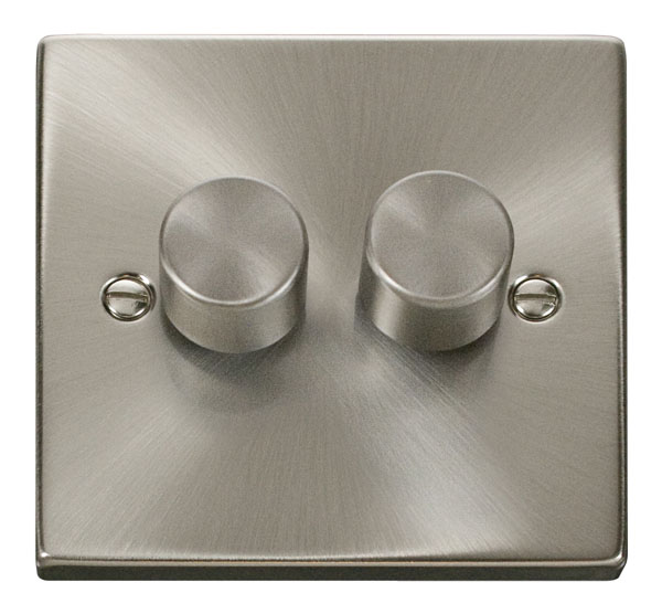 Click Deco Satin Chrome 2 Gang 2 Way 400W Dimmer Switch VPSC152