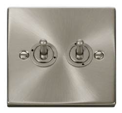 Click Deco Satin Chrome 2 Gang 2 Way Toggle Switch VPSC422