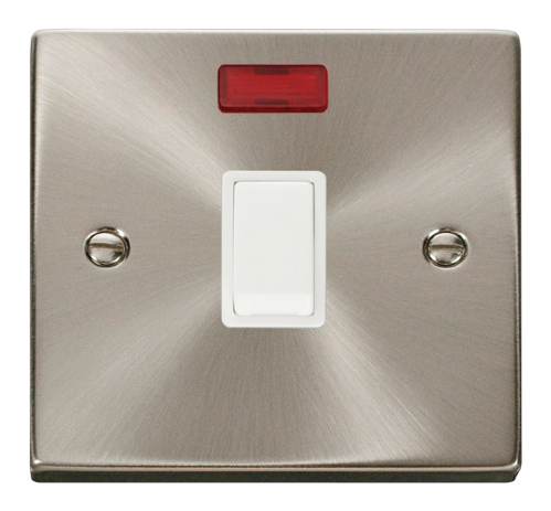 Click Deco Satin Chrome 20A Double Pole Switch + Neon VPSC623WH