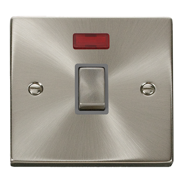 Click Deco Satin Chrome 20A Double Pole Switch + Neon VPSC723GY