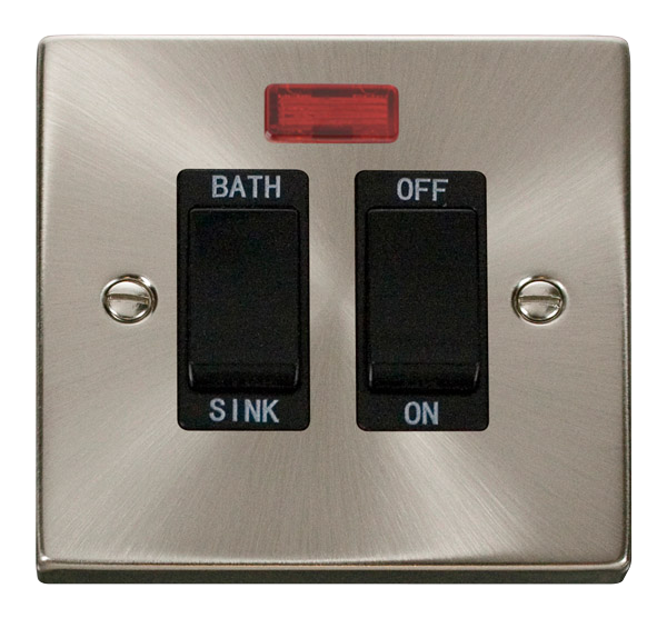 Click Deco Satin Chrome 20A DP Sink/Bath Switch VPSC024BK