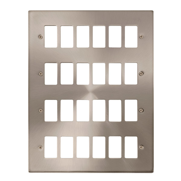Click Deco Satin Chrome 24 Gang Grid Pro Front Plate VPSC20524