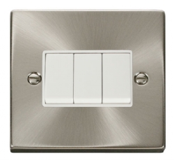 Click Deco Satin Chrome 3 Gang 2 Way Switch VPSC013WH