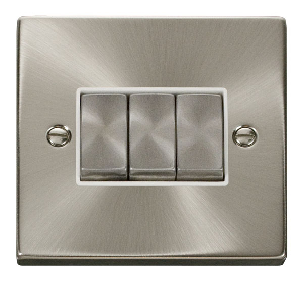 Click Deco Satin Chrome 3 Gang 2 Way Switch VPSC413WH
