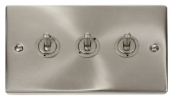 Click Deco Satin Chrome 3 Gang 2 Way Toggle Switch VPSC423