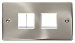 Click Deco Satin Chrome 4 Gang 2 Way Switch VPSC019WH