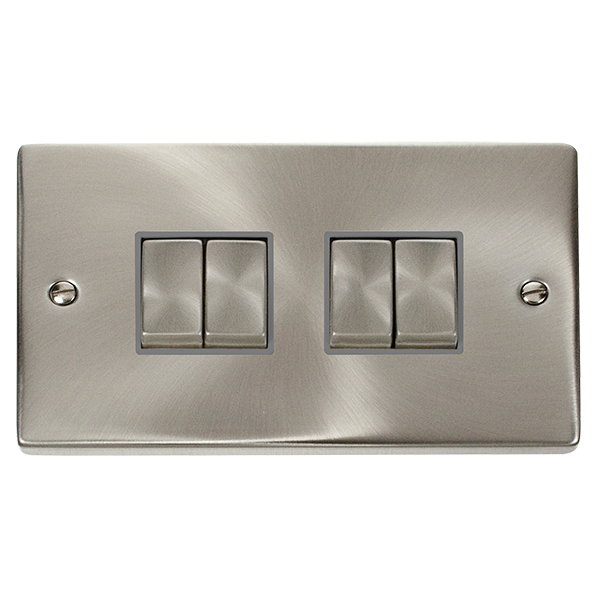 Click Deco Satin Chrome 4 Gang 2 Way Switch VPSC414GY