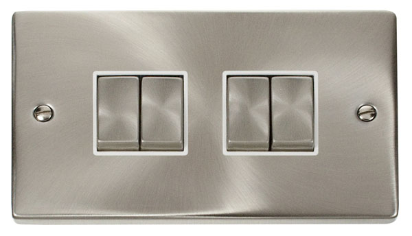 Click Deco Satin Chrome 4 Gang 2 Way Switch VPSC414WH