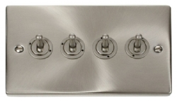 Click Deco Satin Chrome 4 Gang 2 Way Toggle Switch VPSC424